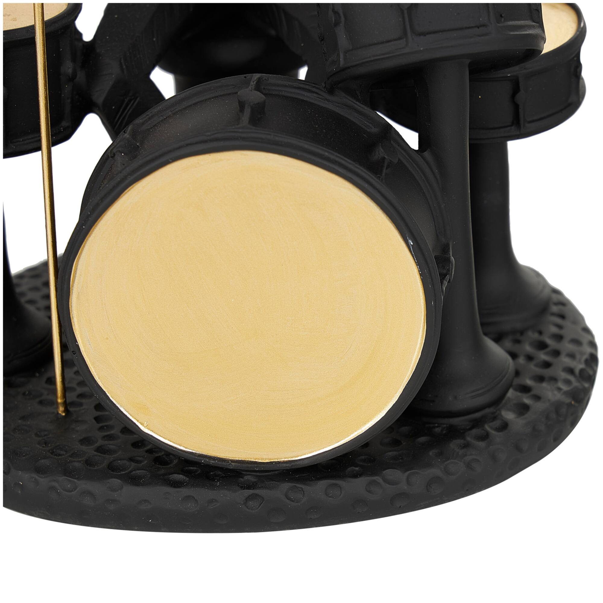 Black Polystone Rock Band Musician Sculpture with Gold & Silver Accents Set